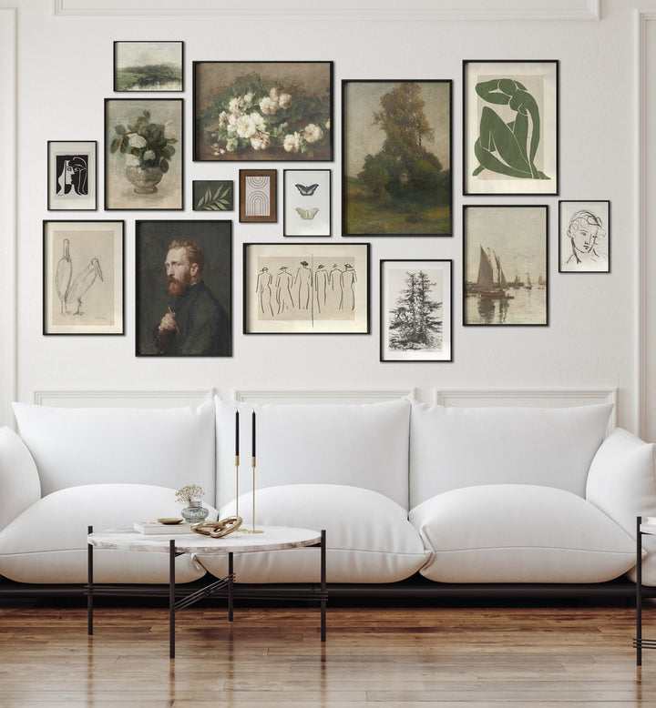 Transform your space with our VINTAGE GALLERY WALL, showcasing timeless framed art for elegant gallery walls.