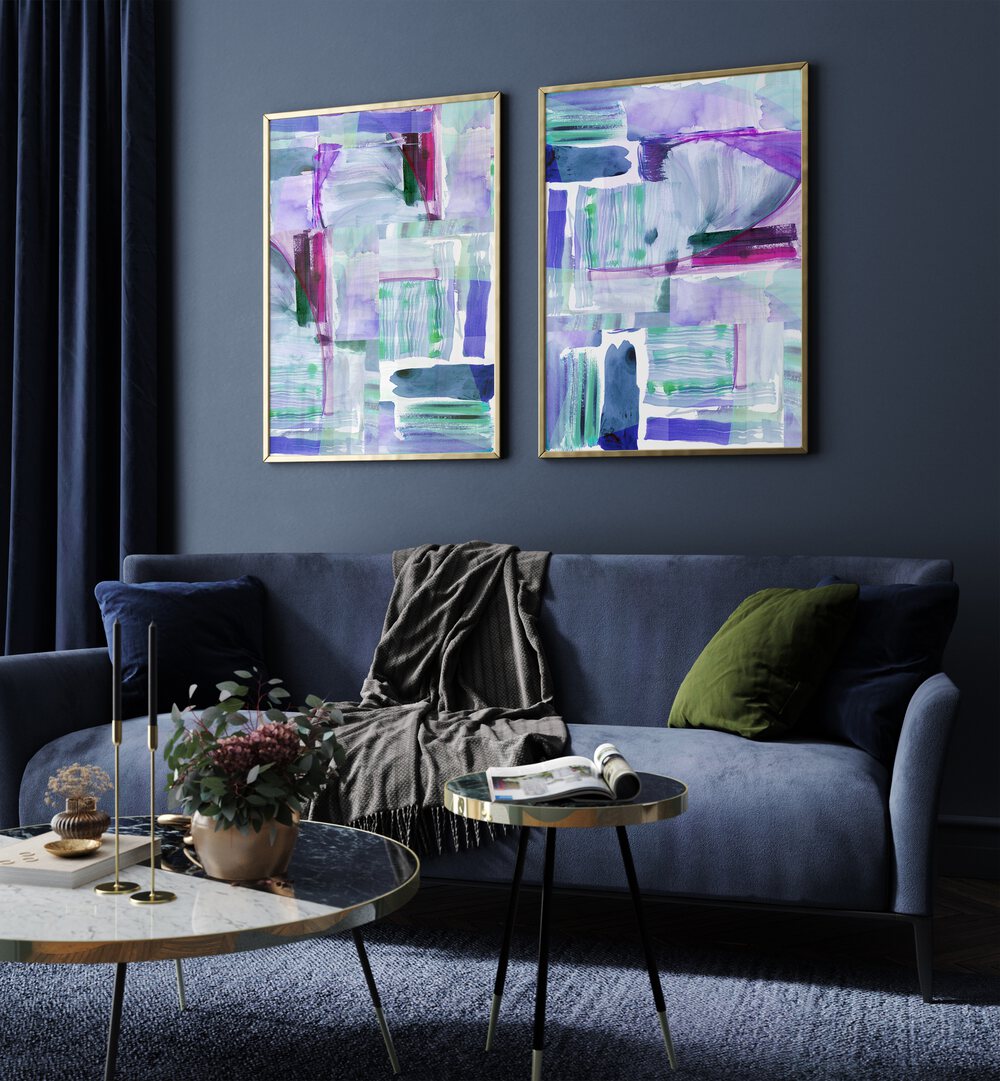 Stunning VIOLET ECHOES SET, SET OF 2 PAINTINGS brings elegance and creativity to your living space.