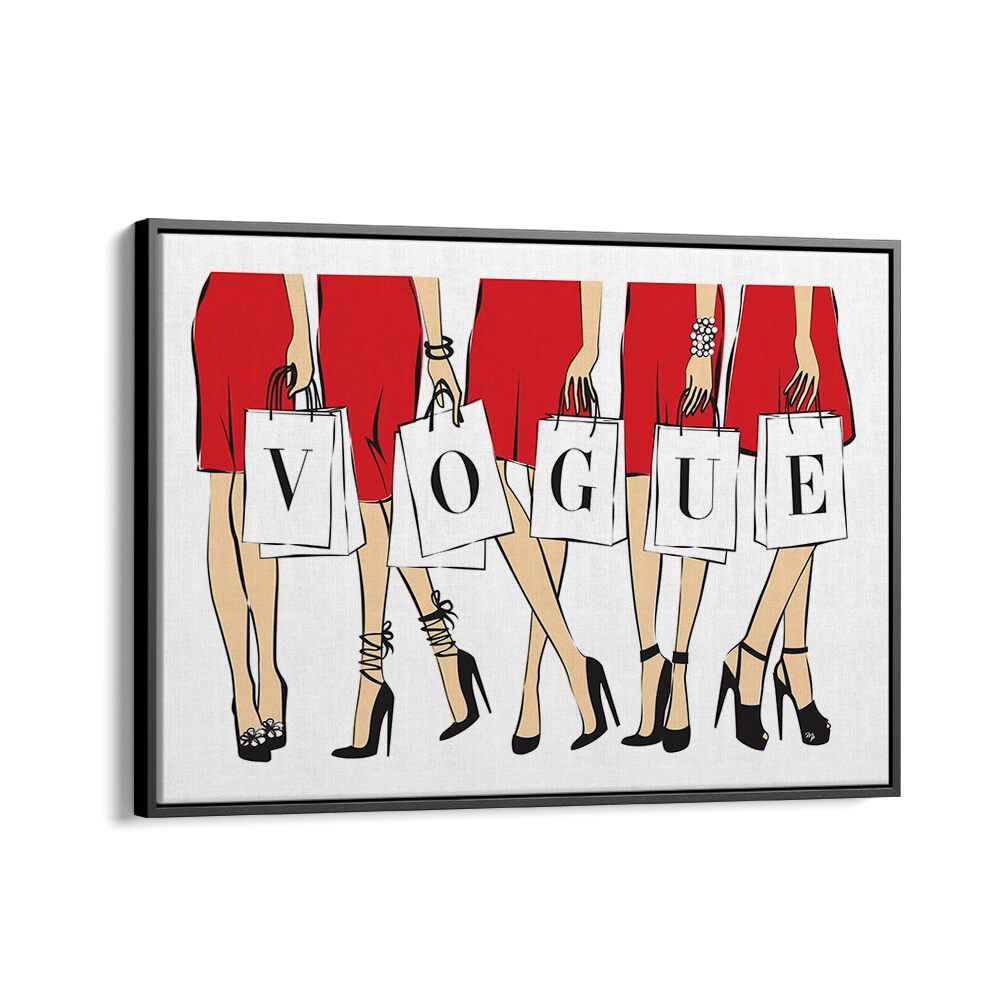 Elegant VOGUE GIRLS, FASHION POSTERS showcase stylish women in red dresses, perfect for enhancing your space.