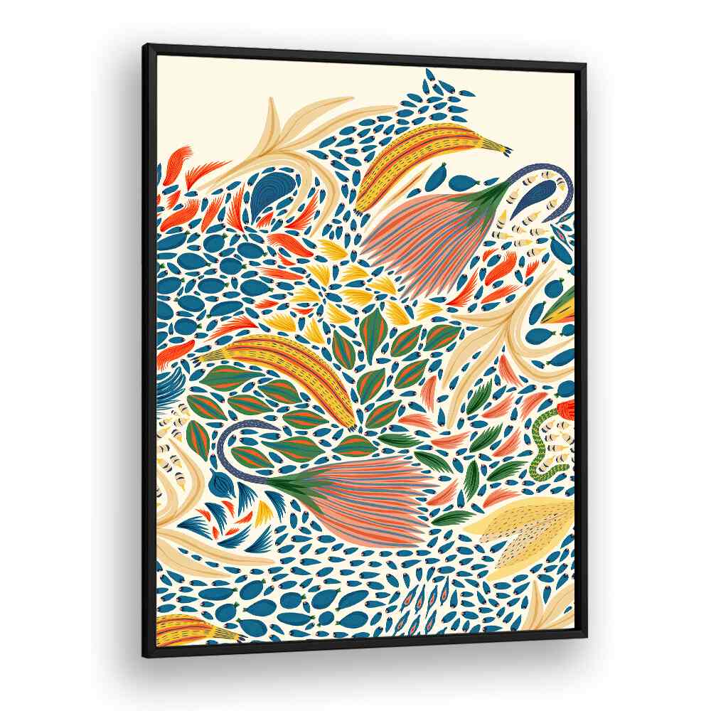 VYLDA, FLORAL FLOWER PAINTINGS in a sleek black frame, showcasing vibrant botanical designs for your living space.