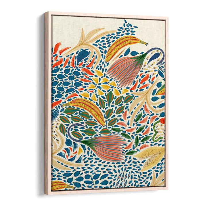 VYLDA, FLORAL FLOWER PAINTINGS showcase vibrant botanical art in an elegant oak floater frame for stylish decor.
