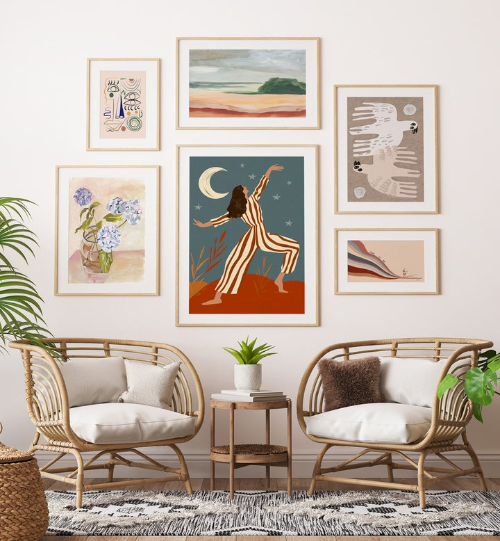 WANDERER’S MUSE GALLERY WALL showcases enchanting illustrations, perfect for inspiring gallery walls in any space.
