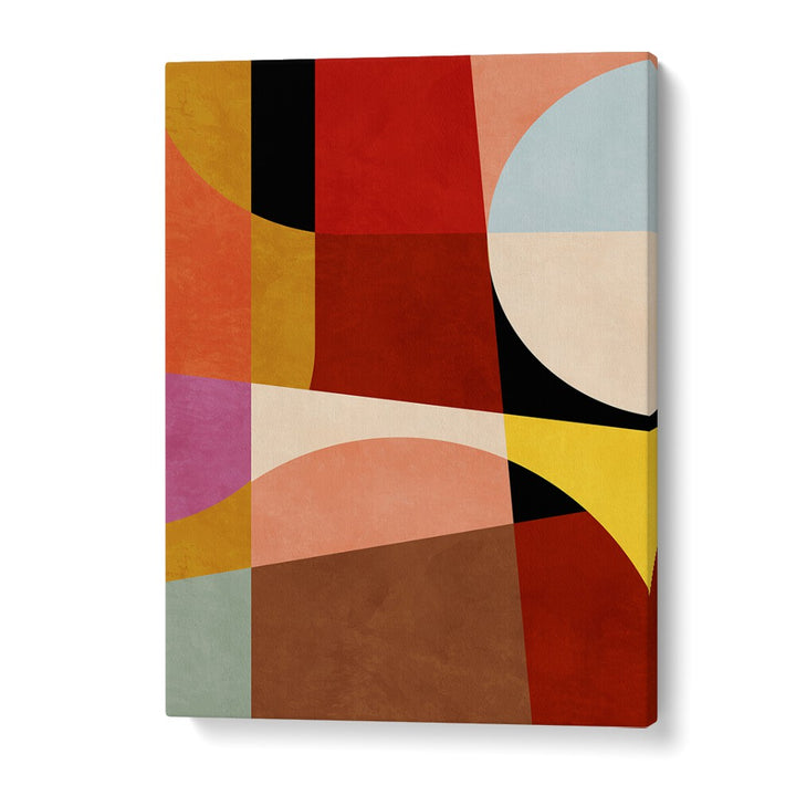 Bright and captivating WARM COLORS BAUHAUS GEOMETRY II, ABSTRACT PAINTINGS by Ana Rut Bre for modern decor.