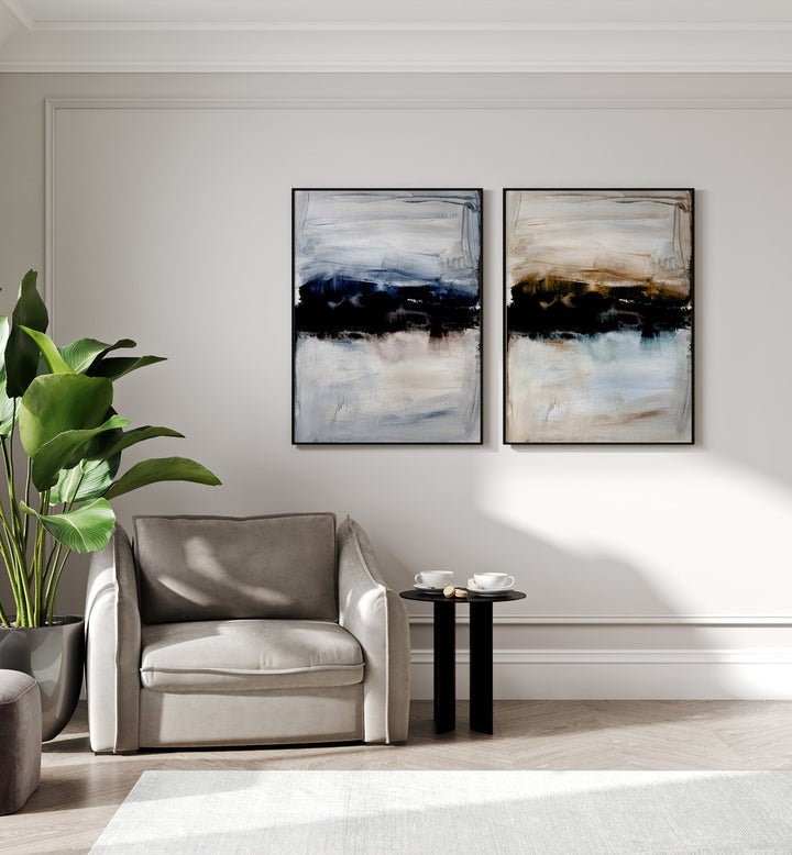 Enhance your decor with the WATERCOLOURS ABSTRACTION SET, SET OF 2 PAINTINGS featuring vibrant, modern designs.
