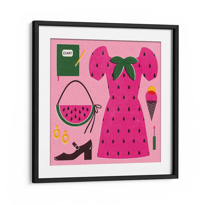 Vibrant WATERMELON, FASHION POSTERS by Julia Leister showcase playful elegance and artistic brilliance in a stylish frame.