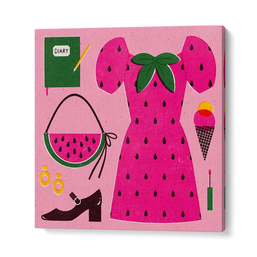 Colorful watermelon-themed fashion poster by Julia Leister, a vibrant addition to WATERMELON, FASHION POSTERS collection.