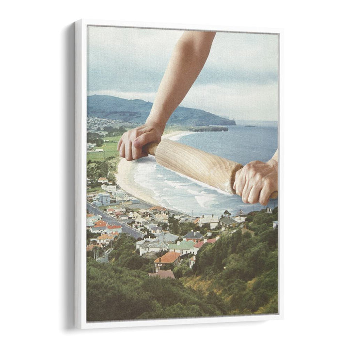 WAVES ROLLER, SURREAL ART PRINTS by Vertigo Artography, showcasing a surreal coastal landscape with unique perspective.