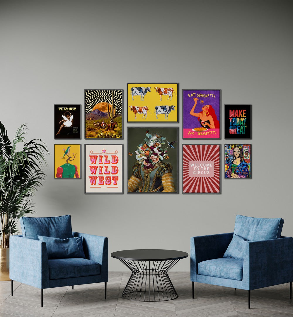 Vibrant WELCOME TO THE CIRCUS GALLERY, GALLERY WALLS showcasing eclectic framed art for modern living spaces.
