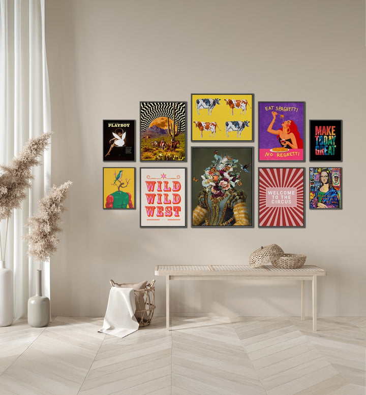 Vibrant WELCOME TO THE CIRCUS GALLERY, GALLERY WALLS & SETS featuring eclectic framed art for modern spaces.
