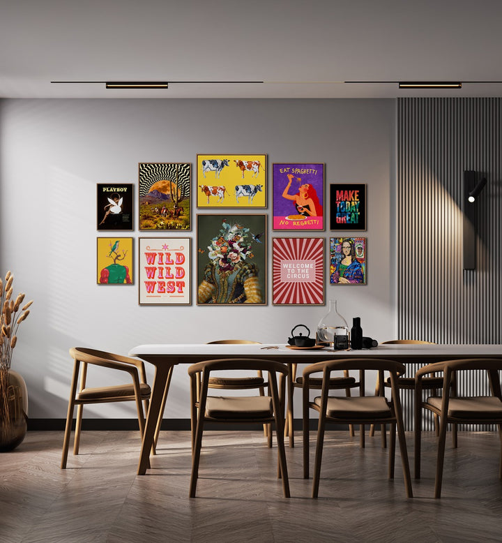 Vibrant WELCOME TO THE CIRCUS GALLERY, GALLERY WALLS & SETS showcasing eclectic framed art for modern spaces.