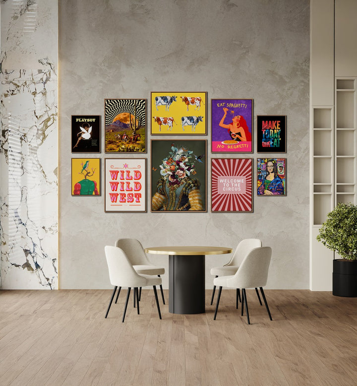 Vibrant Welcome to the Circus Gallery, Gallery Walls featuring eclectic framed art to energize your living space.