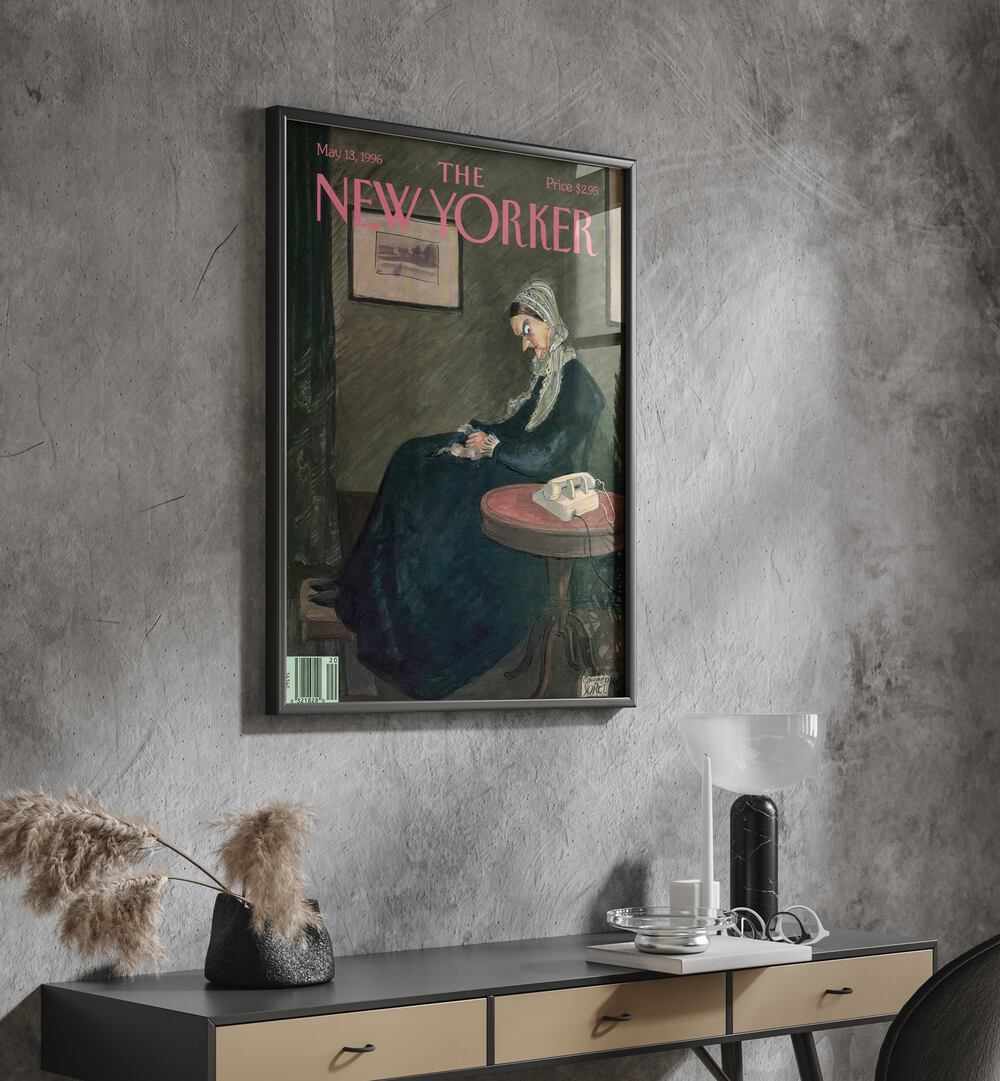 Whistler's Mother By Edward Sorel -New Yorker Magazine Cover May 13,1996 Artwork Placed on a wall In A Living Room