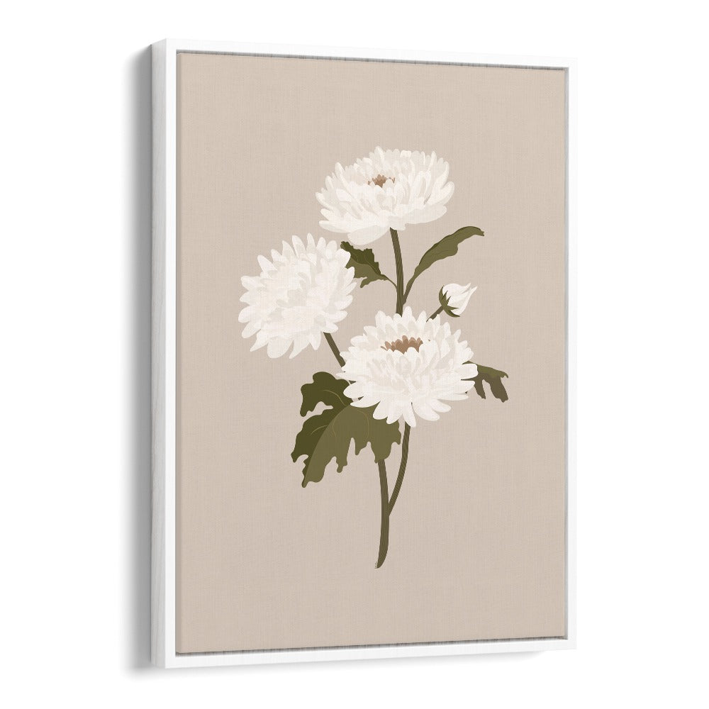 Elegant WHITE FLOWER I, FLORAL FLOWER PAINTINGS showcasing pristine white jasmine blossoms, perfect for home decor.