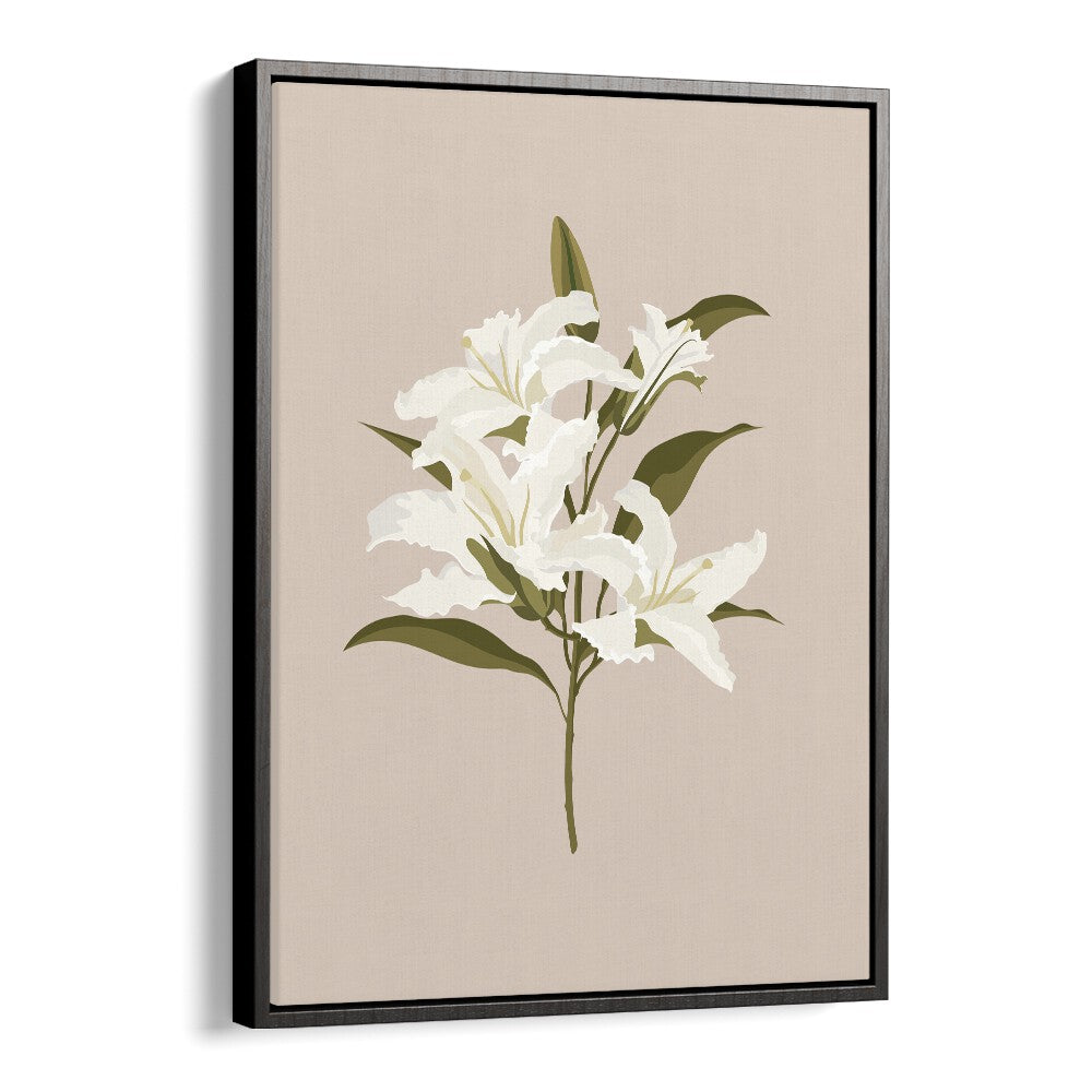 Elegant WHITE LILIES I, FLORAL FLOWER PAINTINGS, enhance your space with this captivating botanical art piece.