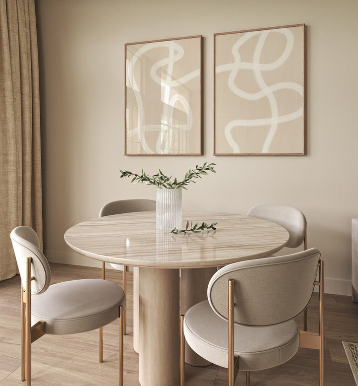 Modern decor featuring WHITE BRUSH STROKES, SET OF 2 PAINTINGS, perfect for enhancing any space's elegance.