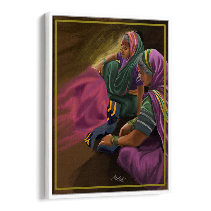 Maharashtrian women weaving Godhadi in the JOY OF WEAVING, INDIAN ART PAINTINGS, showcasing life's rich experiences.