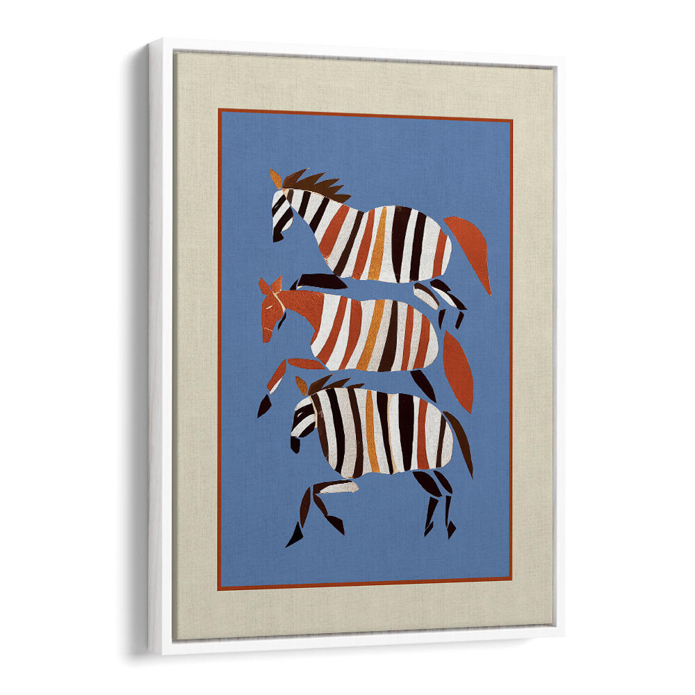 STRIPED RUNNING HORSES , BOHO ART PAINTINGS