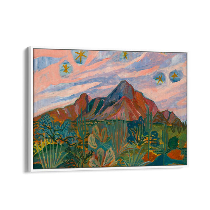 Stunning VINTAGE DESERT STARRY NIGHT SUNSET, LANDSCAPE PAINTINGS showcasing a vibrant desert at dusk with starry sky.