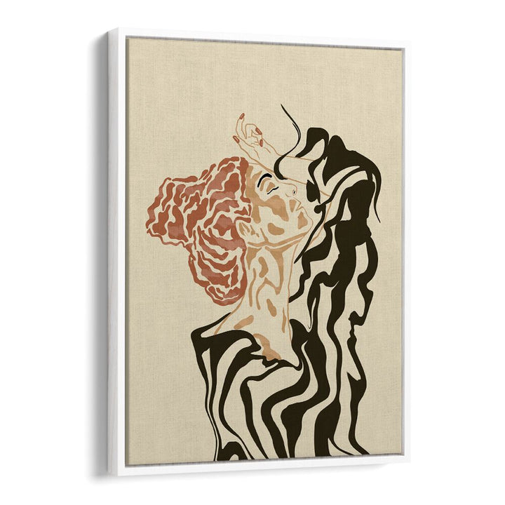 Elegant Boho art painting featuring a woman in a striped blouse, perfect for stylish home decor.