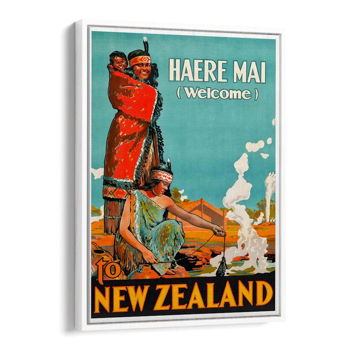 Haere Mai artwork showcasing rich culture in NEW ZEALAND V, VINTAGE TRAVEL POSTERS collection for art lovers.