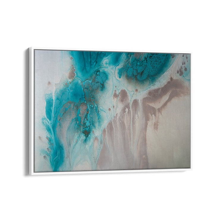 Captivating WITH THE FLOW, ABSTRACT PAINTINGS in vibrant blues and soft neutrals, perfect for transforming any space.
