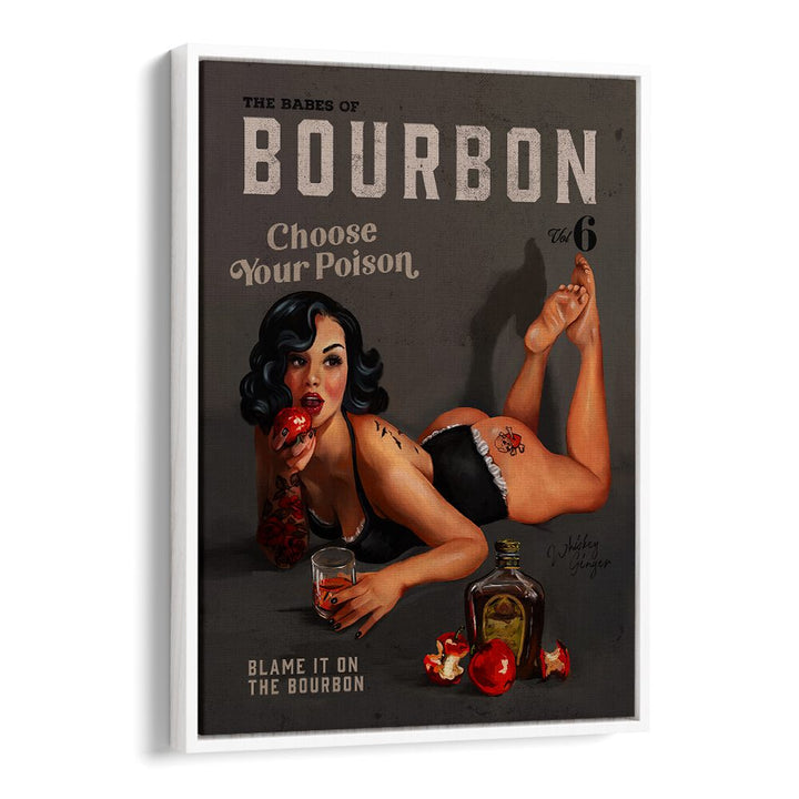Captivating Babes of Bourbon Bar art print featuring a pinup style design, perfect for enhancing any entertainment space.