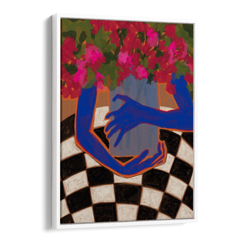 Vibrant IN THE MORNING, FLORAL FLOWER PAINTINGS featuring colorful flowers and artistic hands, perfect for home decor.