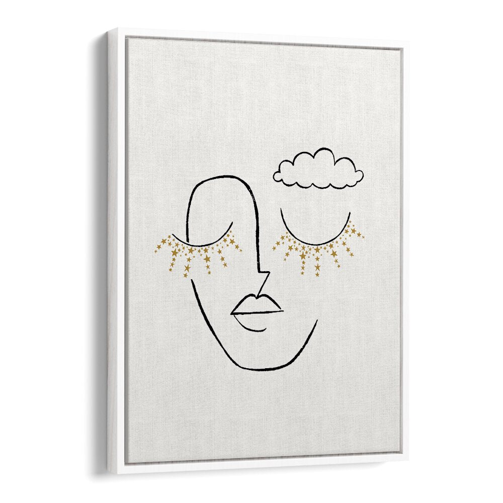 Elegant DAYDREAMER, LINE ART PAINTINGS featuring a serene face design, perfect for modern home decor.