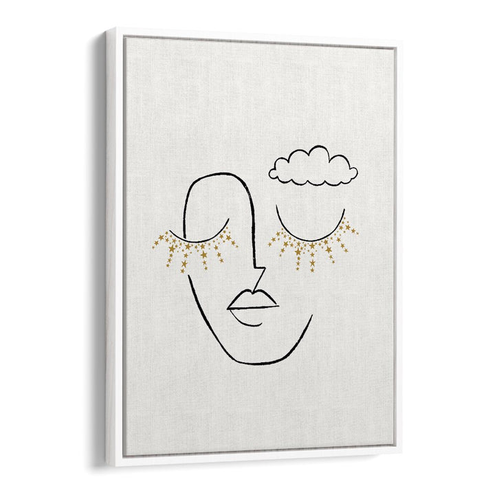 Elegant DAYDREAMER, LINE ART PAINTINGS featuring a serene face design, perfect for modern home decor.