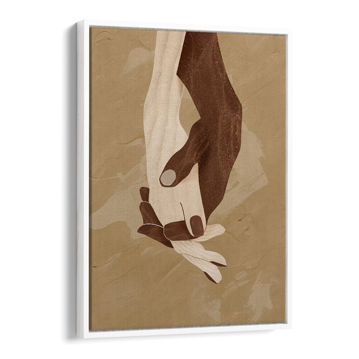 Elegant COLOUR-NITY, BOHO ART PAINTINGS featuring intertwined hands, perfect for adding warmth to your space.