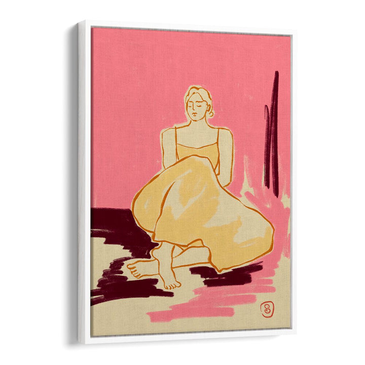 PINK DREAM, VIBRANT art print showcasing a serene figure against a vibrant pink background, perfect for any space.