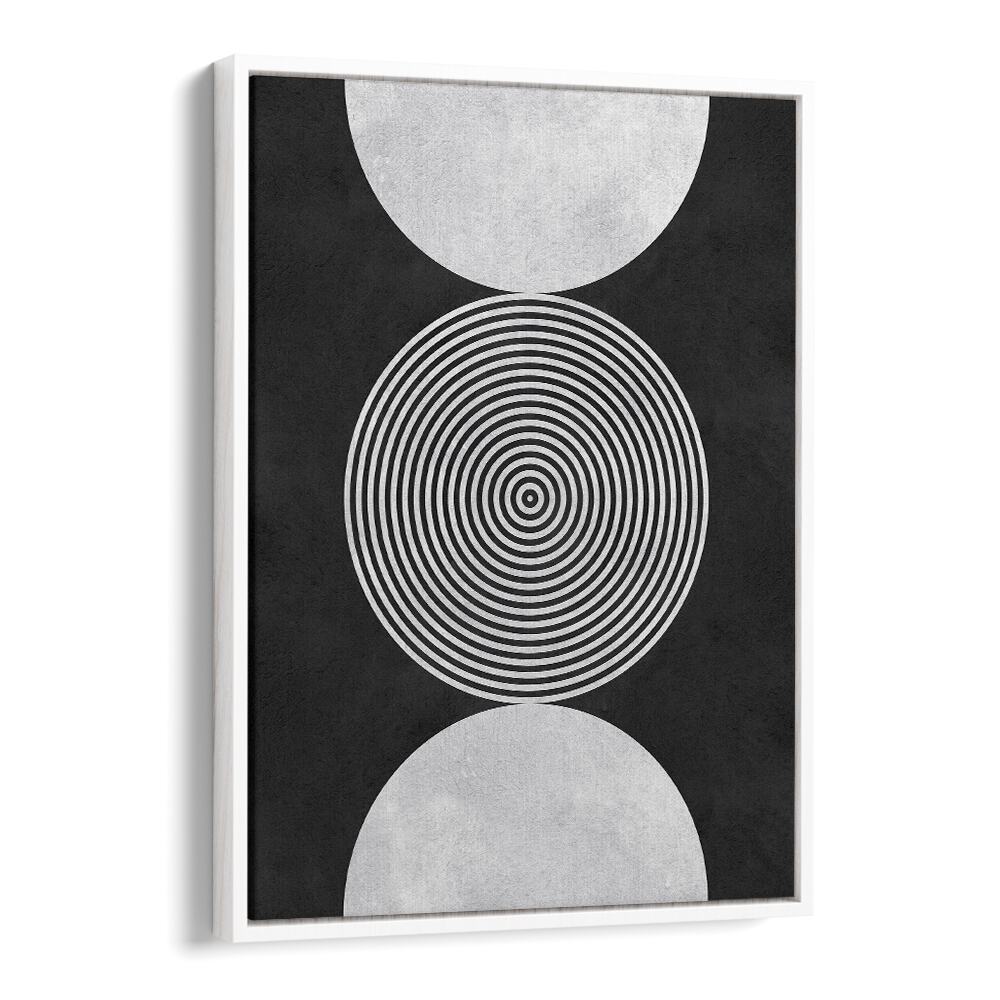 Stunning BLACK BACKGROUND VII, GEOMETRIC ART PRINTS featuring colorful circles in a modern design on a black canvas.