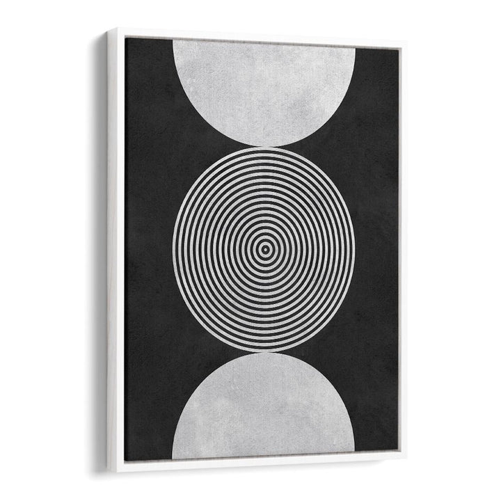 Stunning BLACK BACKGROUND VII, GEOMETRIC ART PRINTS featuring colorful circles in a modern design on a black canvas.