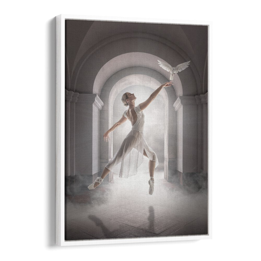 Whimsical BIRD DANCE, PHOTOGRAPHY PRINTS showcasing a dancer with a bird in an enchanting, surreal setting.