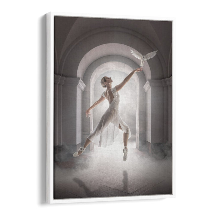 Whimsical BIRD DANCE, PHOTOGRAPHY PRINTS showcasing a dancer with a bird in an enchanting, surreal setting.