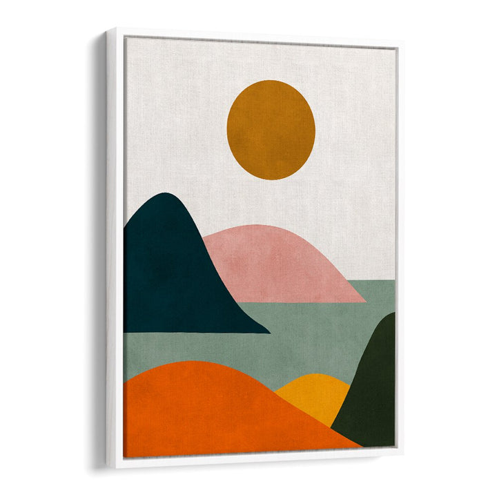 Vibrant WATERCOLOR XIII, LANDSCAPE PAINTINGS showcasing abstract hills and sun, perfect for transforming your space.