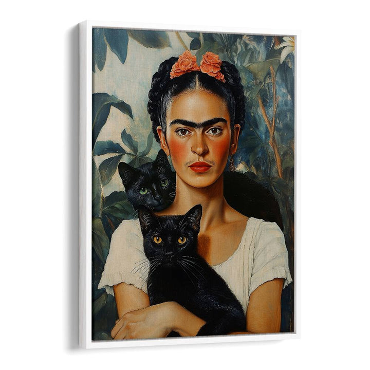 Whimsical FRIDA AND CATS, ALTERED ART PRINTS by Dikhotomy celebrate creativity and feline charm in vibrant detail.