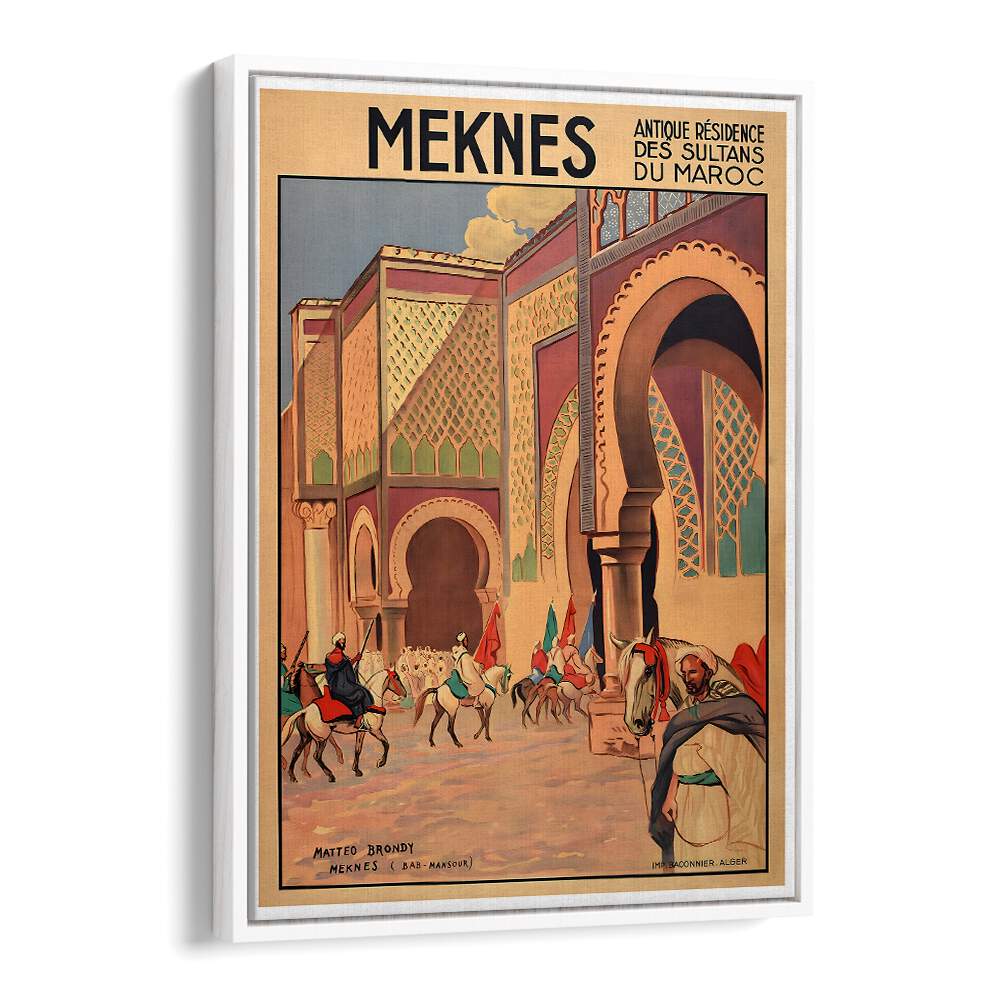 Stunning MEKNES, VINTAGE TRAVEL POSTERS capture the charm of Morocco's historic city in vibrant colors.