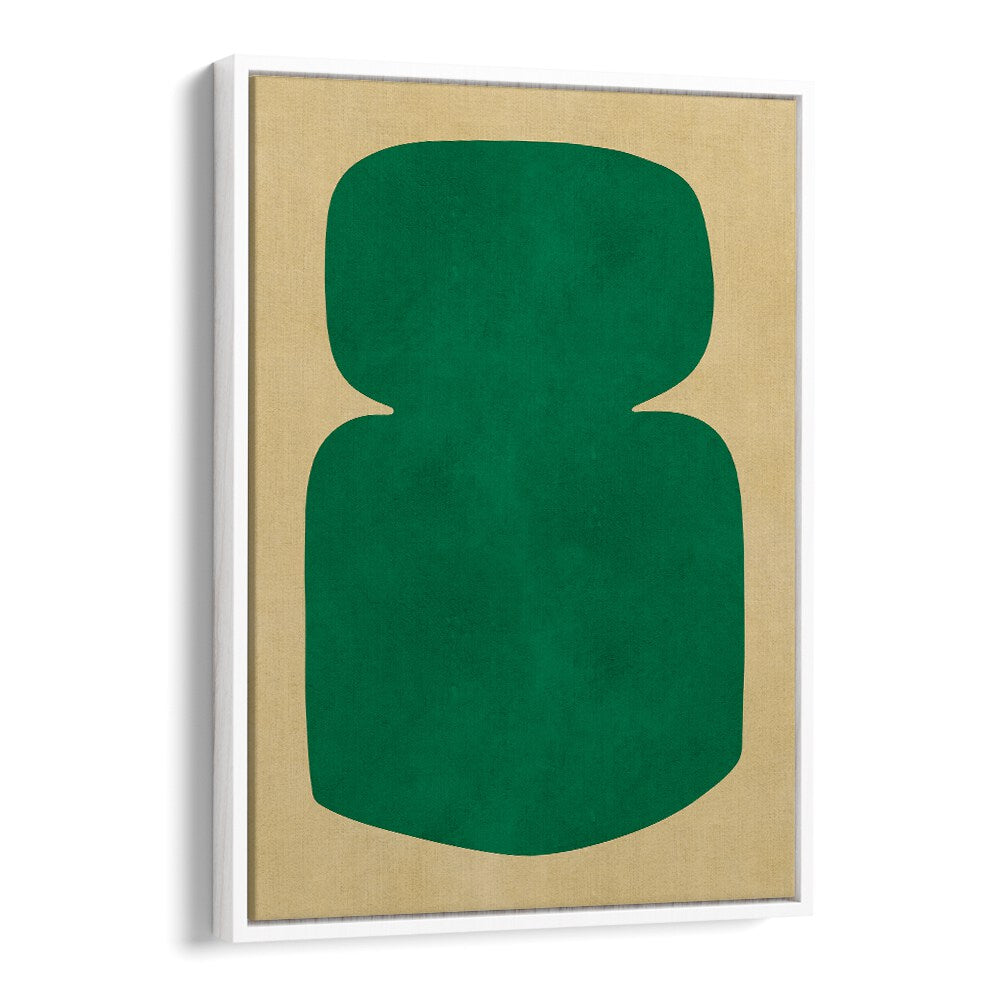 Elegant ORGANIC ART X , GEOMETRIC ART PRINTS featuring modern green shapes on a beige background, perfect for any space.