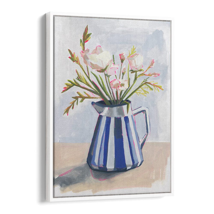 Brighten your home with FRESH FLOWERS IN A STRIPED VASE I, a stunning centerpiece for any modern space.