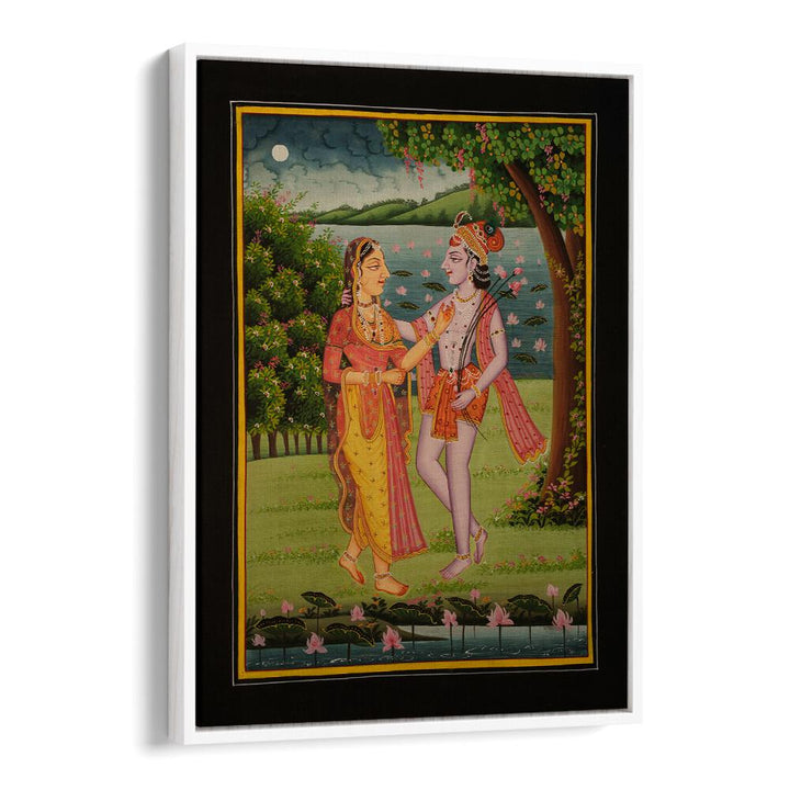 Experience the divine bond of love in RADHA KRISHNA II, INDIAN ART PAINTINGS, showcasing Radha and Krishna's connection.