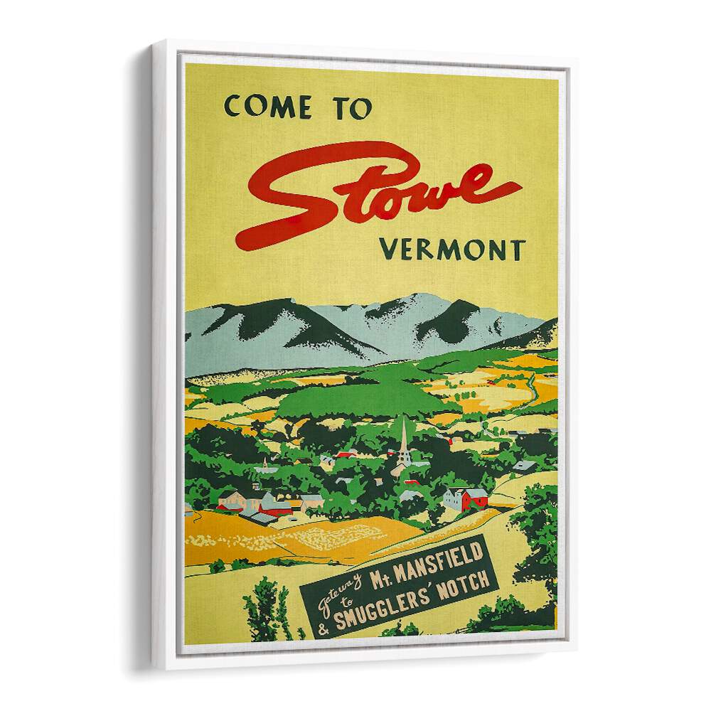 Stunning Vermont vintage travel poster showcasing the beauty of Stowe, perfect for home decor. VERMONT, VINTAGE TRAVEL POSTERS.