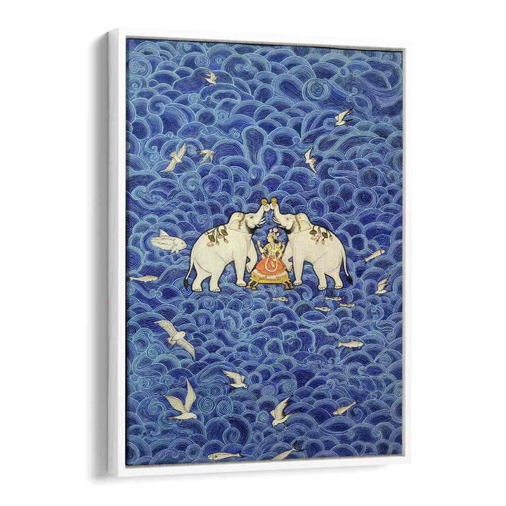 Elevate your decor with SHRI LAXMI, INDIAN ART PAINTINGS featuring elegant elephants in vibrant colors.