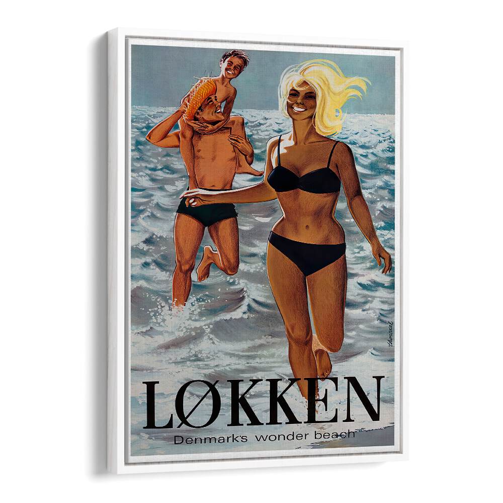 Explore LOKKEN BEACH DENMARK with these vibrant VINTAGE TRAVEL POSTERS, celebrating its nostalgic charm and beauty.