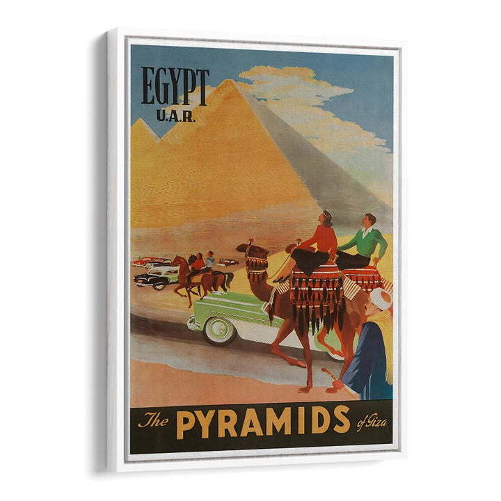 Discover the allure of ancient landmarks with EGYPT I, VINTAGE TRAVEL POSTERS showcasing the majestic Pyramids of Giza.