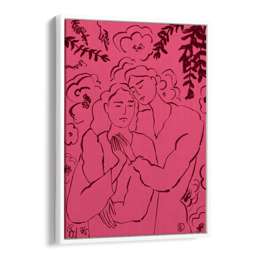 Colorful art print titled HOLDING HANDS PINK, VIBRANT, showcasing intimacy and connection in vivid design.