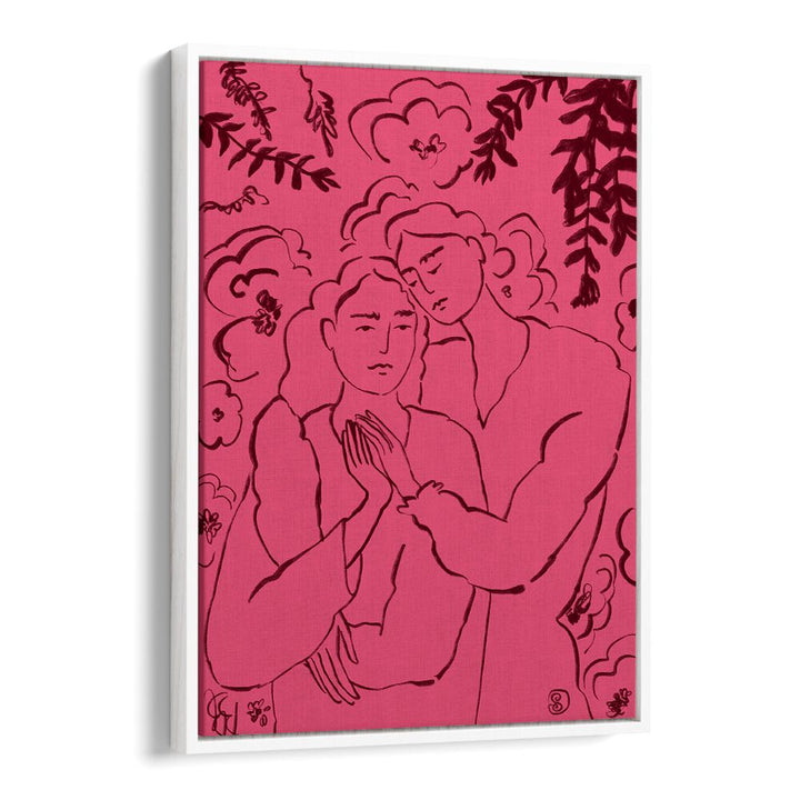 Colorful art print titled HOLDING HANDS PINK, VIBRANT, showcasing intimacy and connection in vivid design.