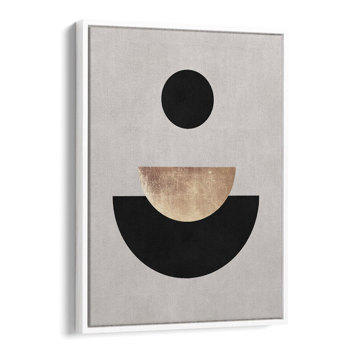 Geometric art print featuring LINES AND CIRCLES XXIV, showcasing elegant shapes in black and gold for modern decor.