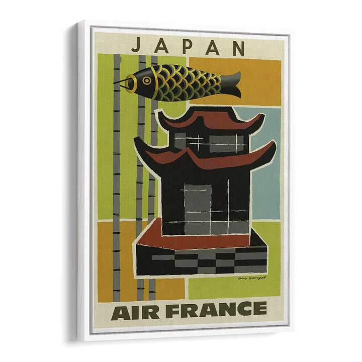 Stunning JAPAN III, VINTAGE TRAVEL POSTERS featuring traditional architecture and vibrant colors, perfect for art lovers.