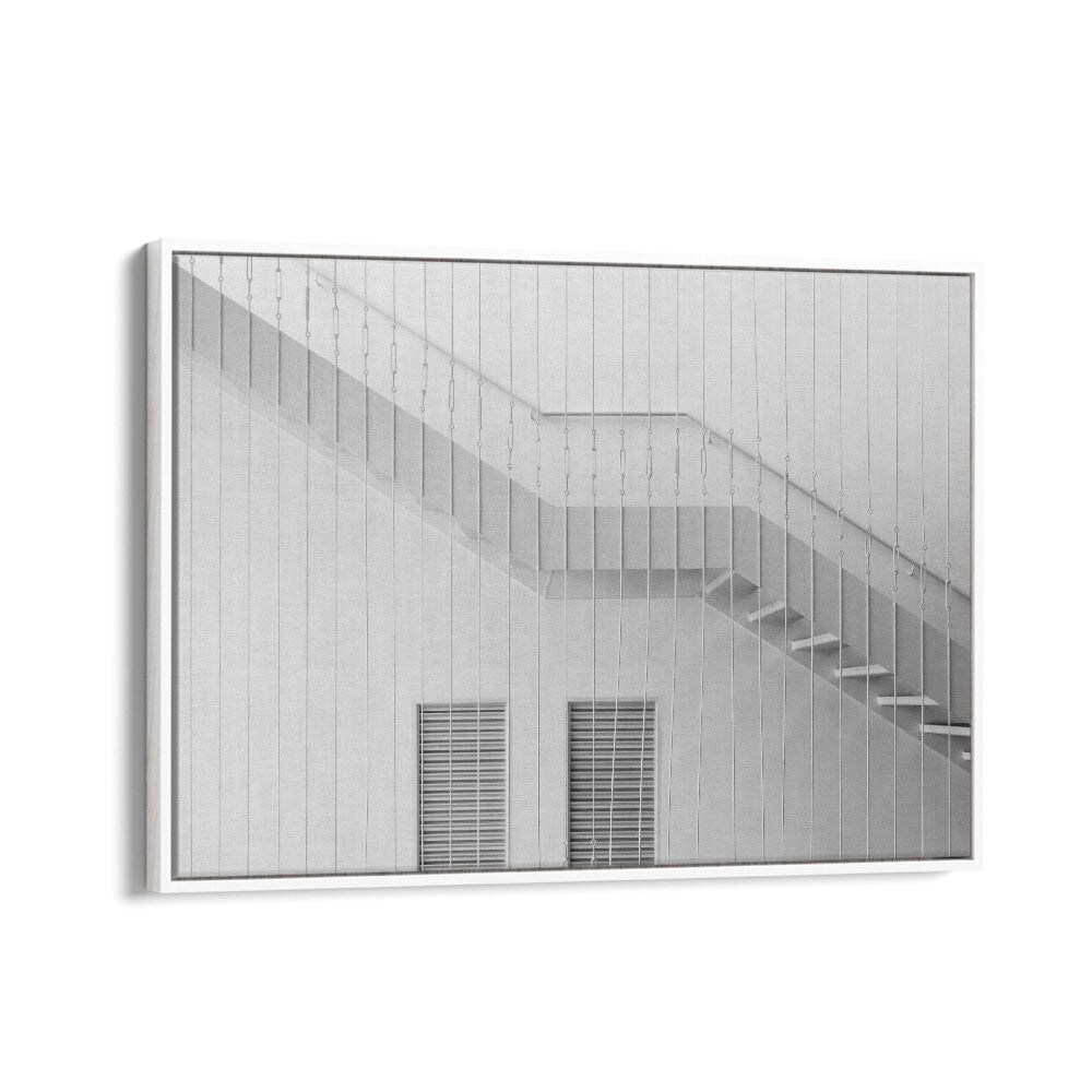Elegant gray staircase artwork, STAIRS I, PHOTOGRAPHY PRINTS, enhances urban spaces with fine art charm.